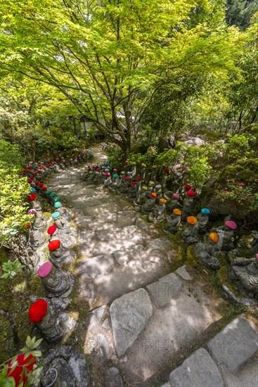 Buddha statue with colorful caps