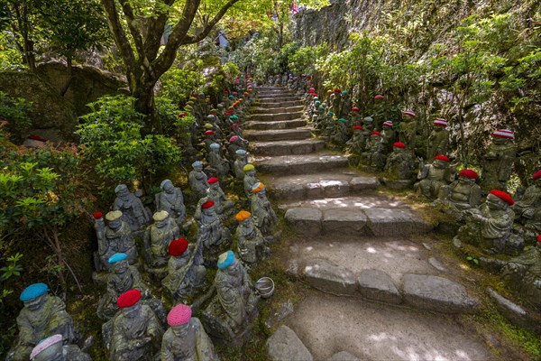 Buddha statue with colorful caps