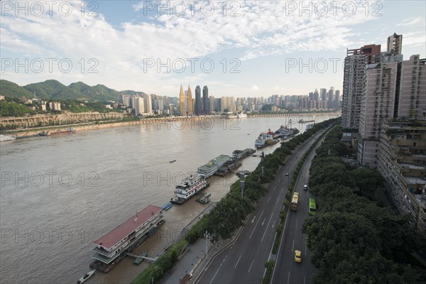 Old and new high-rises at the Yangtze cable car
