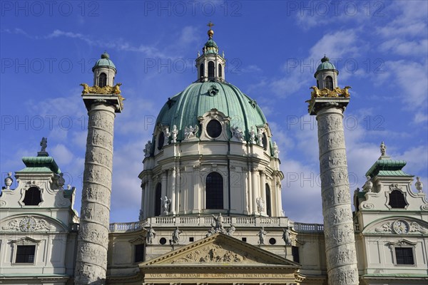 Baroque Karlskirche church designed by Johann Bernhard Fischer von Erlach