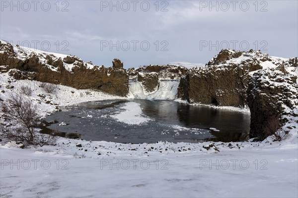 Hjalparfoss waterfall in the highlands