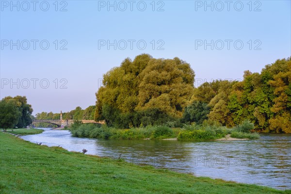 Isar with Willow Island and Wittelsbacher Bridge in Morning Light