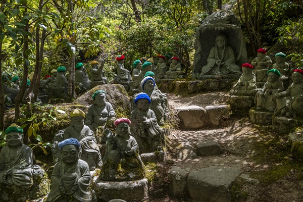 Buddha statue with colorful caps