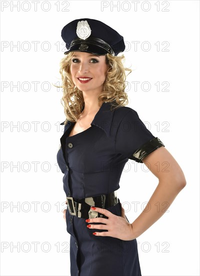 Policewoman in American police uniform