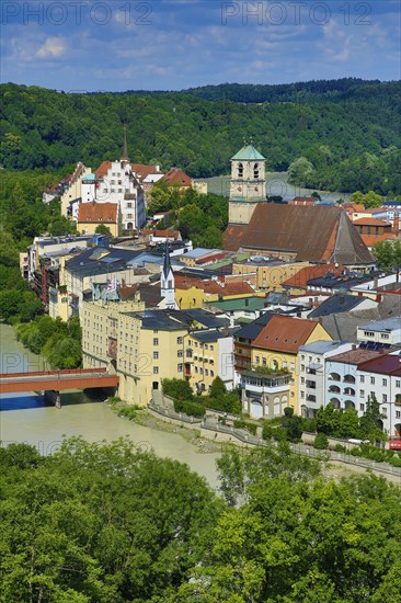 View of the town of Wasserburg am Inn