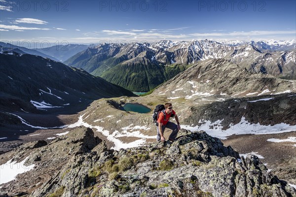 Mountaineer during the ascent of Mt Grawand