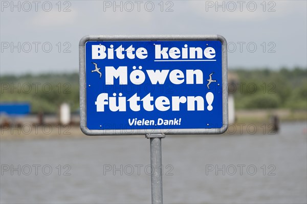 Sign 'Bitte keine Mowen futtern' or 'Please do not feed the seagulls
