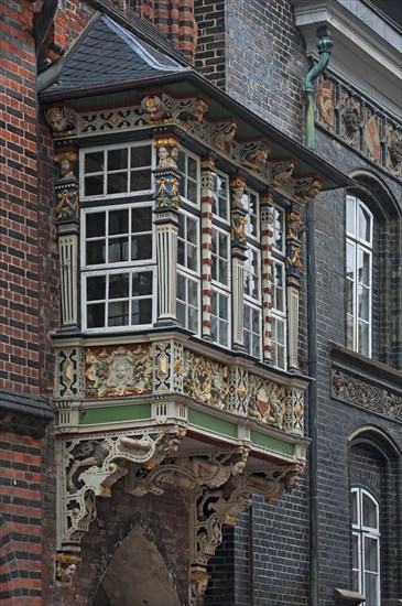 Wooden balcony of the historic Town Hall