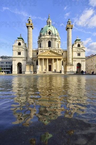 Baroque Karlskirche church designed by Johann Bernhard Fischer von Erlach