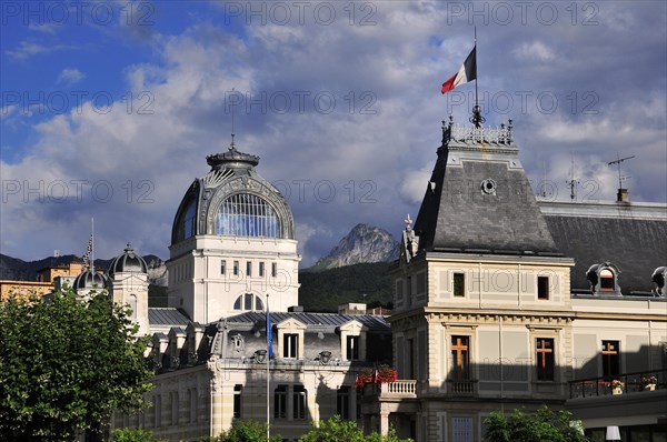 The Town Hall and the Art Nouveau building of the Source Cachat
