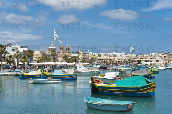 Colorfully painted traditional fishing boats