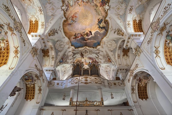 Frescoed ceilings and organ loft