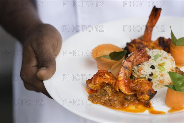 South Indian food with shrimps