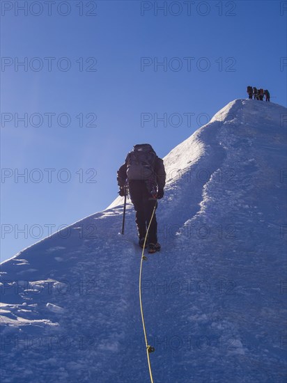 Alpinists climbing the Ludwigshohe peak