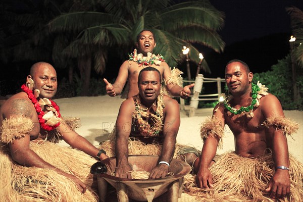 Men taking part in the Kava Ceremony
