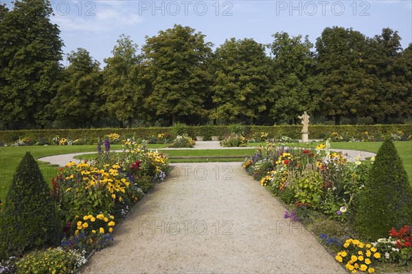 Path leading to a fountain in the grounds of Schloss Weikersheim Palace
