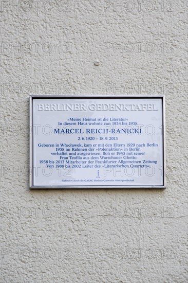 Plaque for Marcel Reich Ranicki