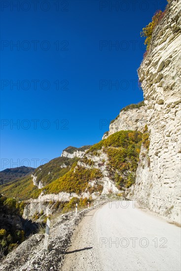 Road through a gorge on the Argun river
