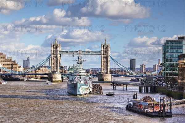 River Thames with HMS Belfast and Tower Bridge