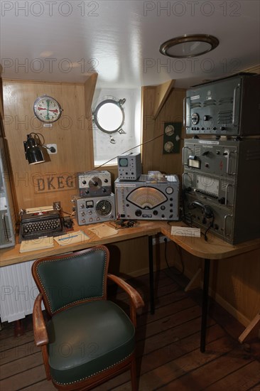 Radio room of the four-mast barque Passat with equipment from the 1950s