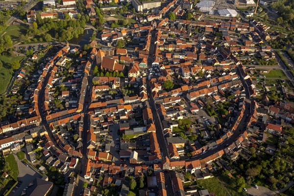 City walls and a circular town layout of the historic city of Teterow