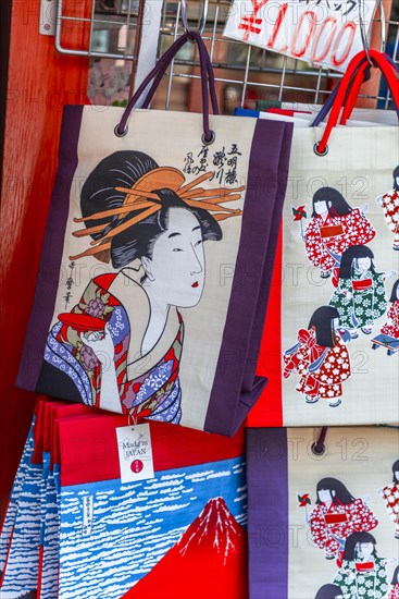 Bags painted with Japanese motifs