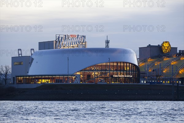 Stage Theater an der Elbe at dusk