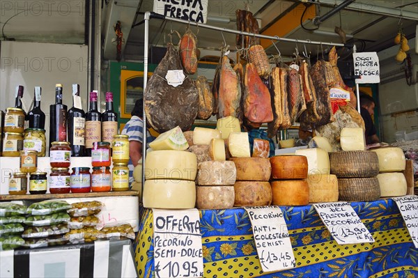 Sausage and cheese at the weekly market market