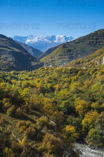 The caucasian mountains in fall