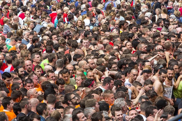 Densely packed crowd at a public festival