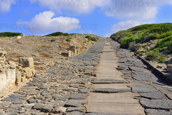 Road and sewer of the ancient city of Tharros