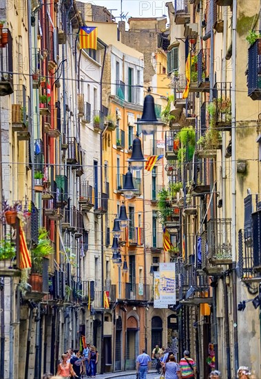 Colourful alley with lanterns