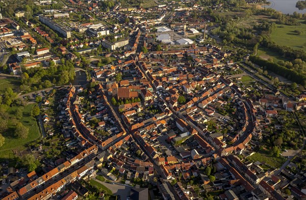 City walls and a circular town layout of the historic city of Teterow