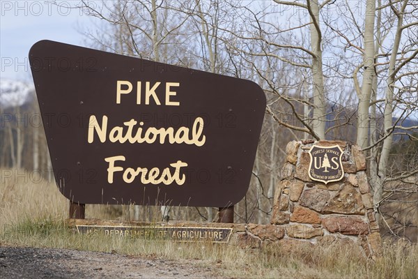 Sign ""Pike National Forest"" at Kenosha pass