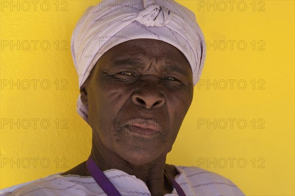Native woman wearing a headscarf