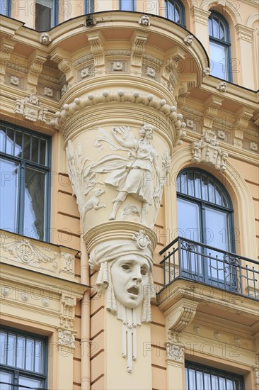 Art Nouveau facade of the house Alberta iela 13 or Albert Street 13