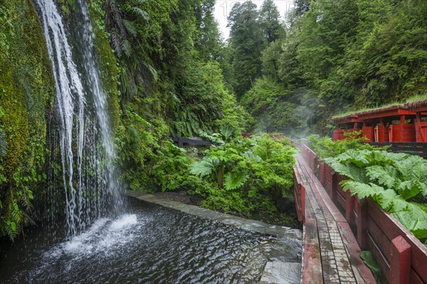 Waterfall and cold water basin of the Termas Geometricas