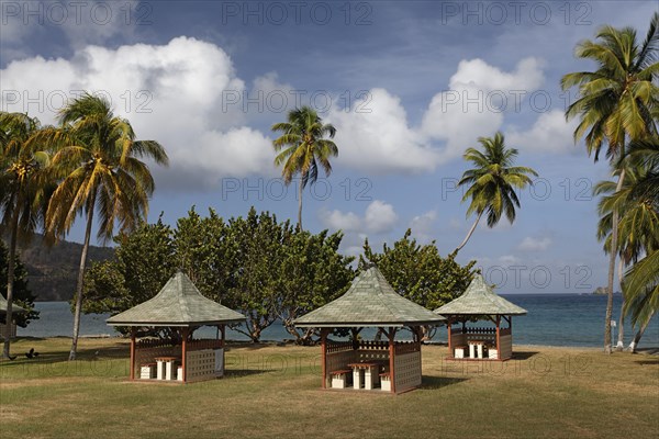 Barbecue huts on the beach