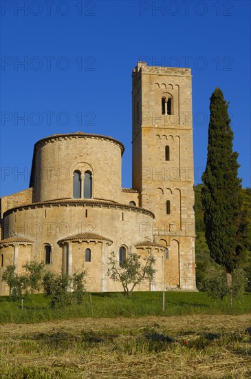 Abbey of Sant'Antimo in the Tuscan landscape