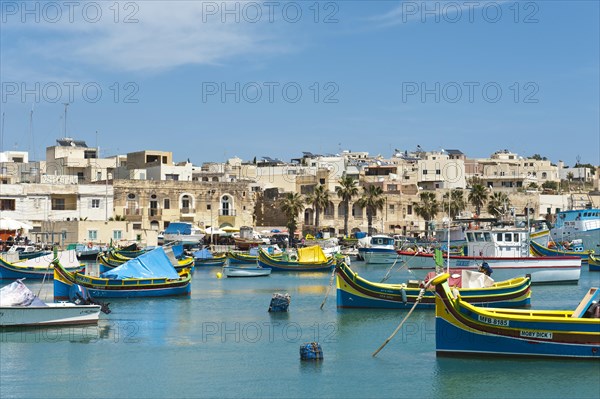 Colorfully painted traditional fishing boats