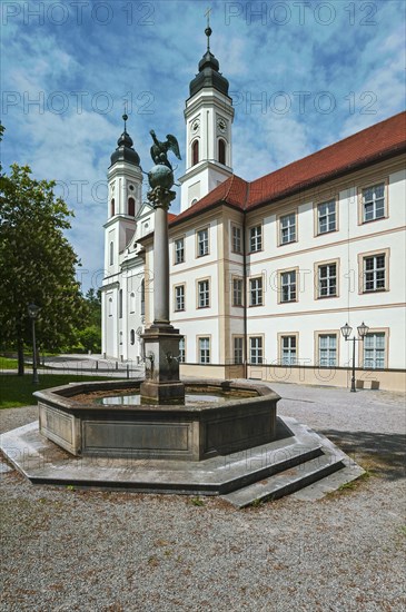 Fountain and Irsee Abbey