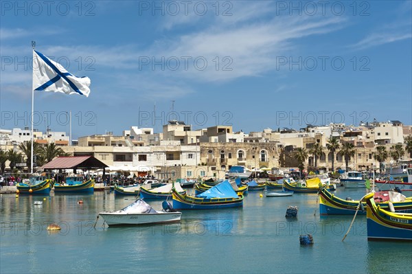 Colorfully painted traditional fishing boats