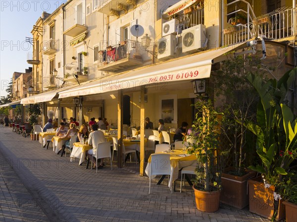 Restaurants on the promenade of the historic centre of Syracuse
