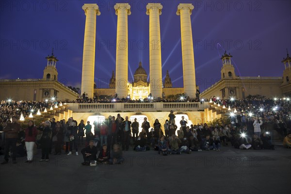 People in front of the National Art Museum of Catalonia