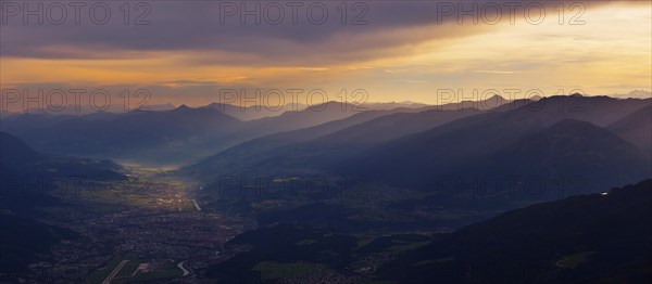 Innsbruck and Unterinntal valley in morning light