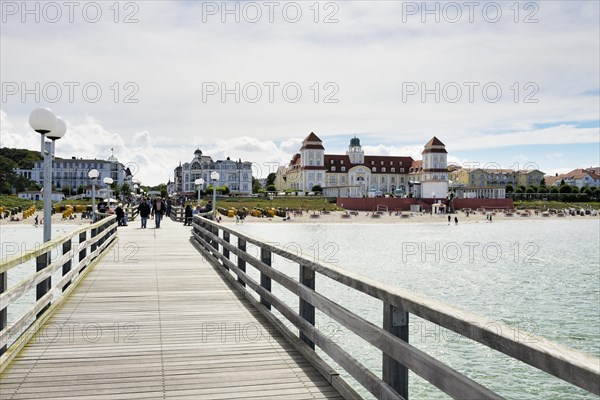 View from the pier towards the beach and the Kurhaus spa building