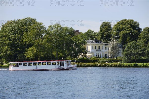 Alster river steamer on the Aussenalster or Outer Alster Lake