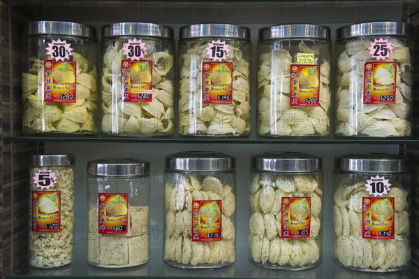 Edible Swiflet nests on sale in a medicine shop for making bird's nest soup