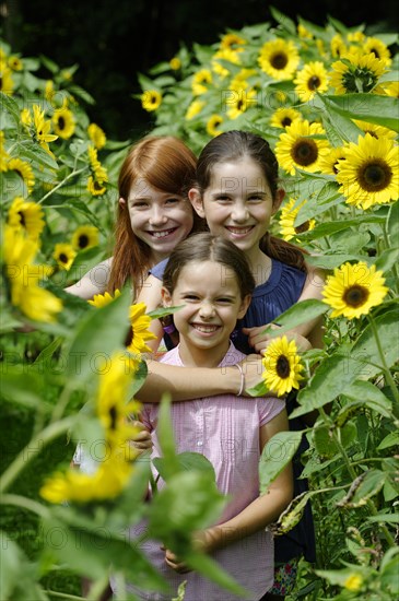 Girls in a sunflower field