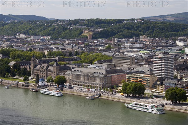 View of Konrad-Adenauer-Ufer as seen from Ehrenbreitstein Castle